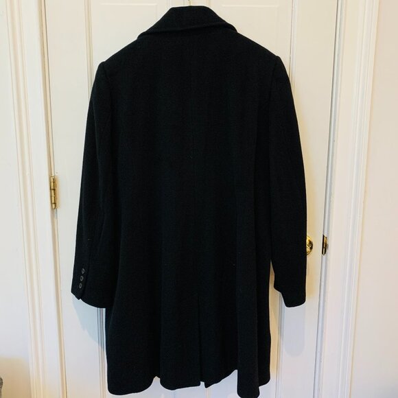 WOMEN'S CLASSIC LL BEAN BLACK WOOL LONG OVER COAT PEA COAT 90s 80s - Picture 3 of 15